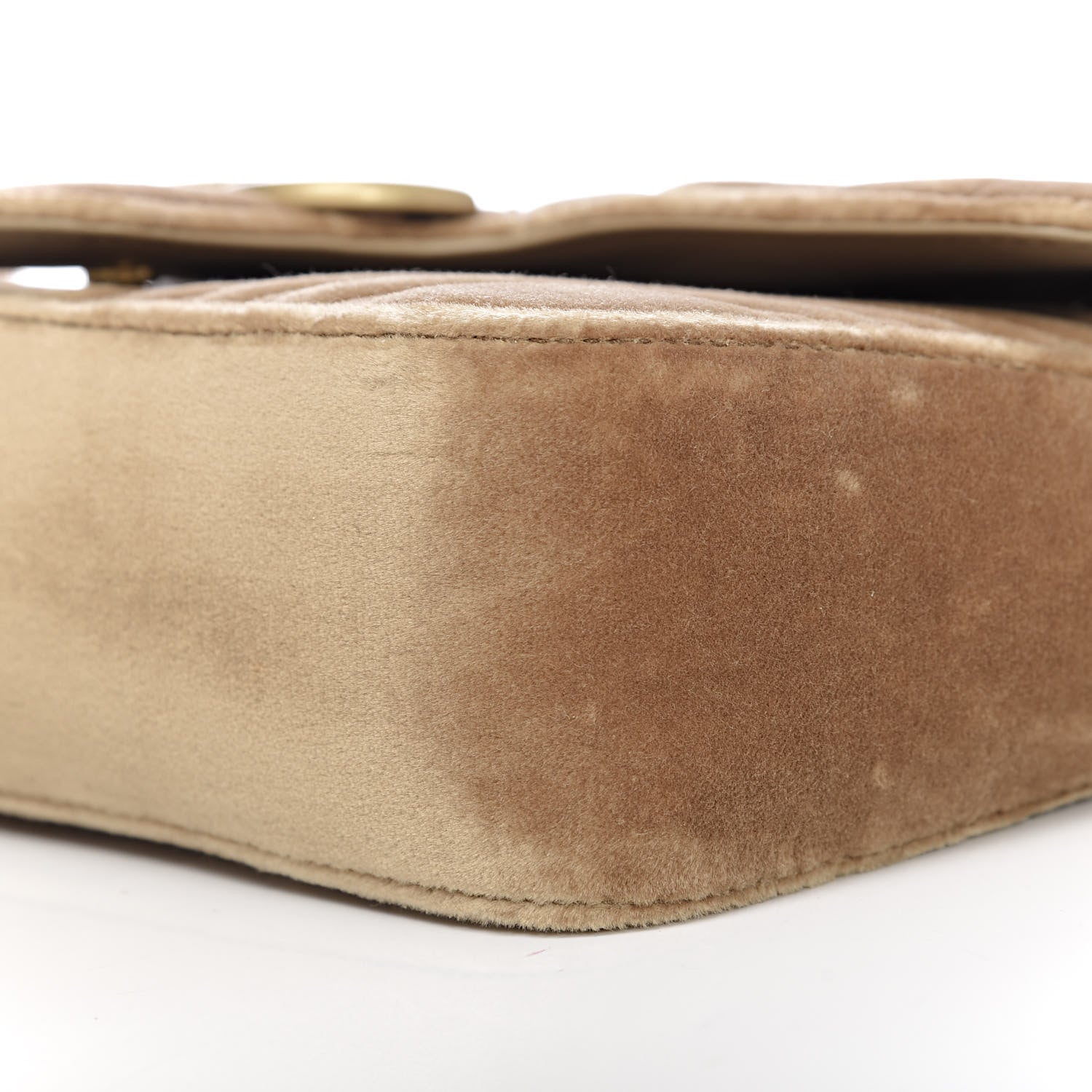 Gucci Velvet Matelasse Small GG Marmont Shoulder Bag Taupe 9 of 10