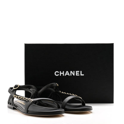 Chanel Lambskin Chain Sandals 39.5 Black 11 of 11
