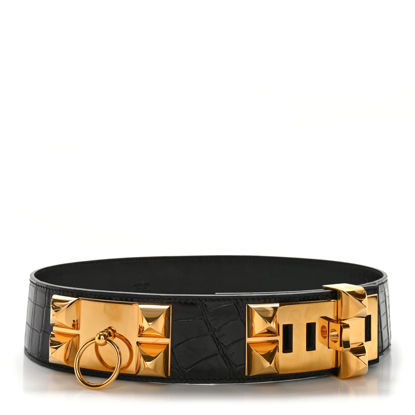 Shiny Porosus Crocodile Collier De Chien CDC Belt 70 Black