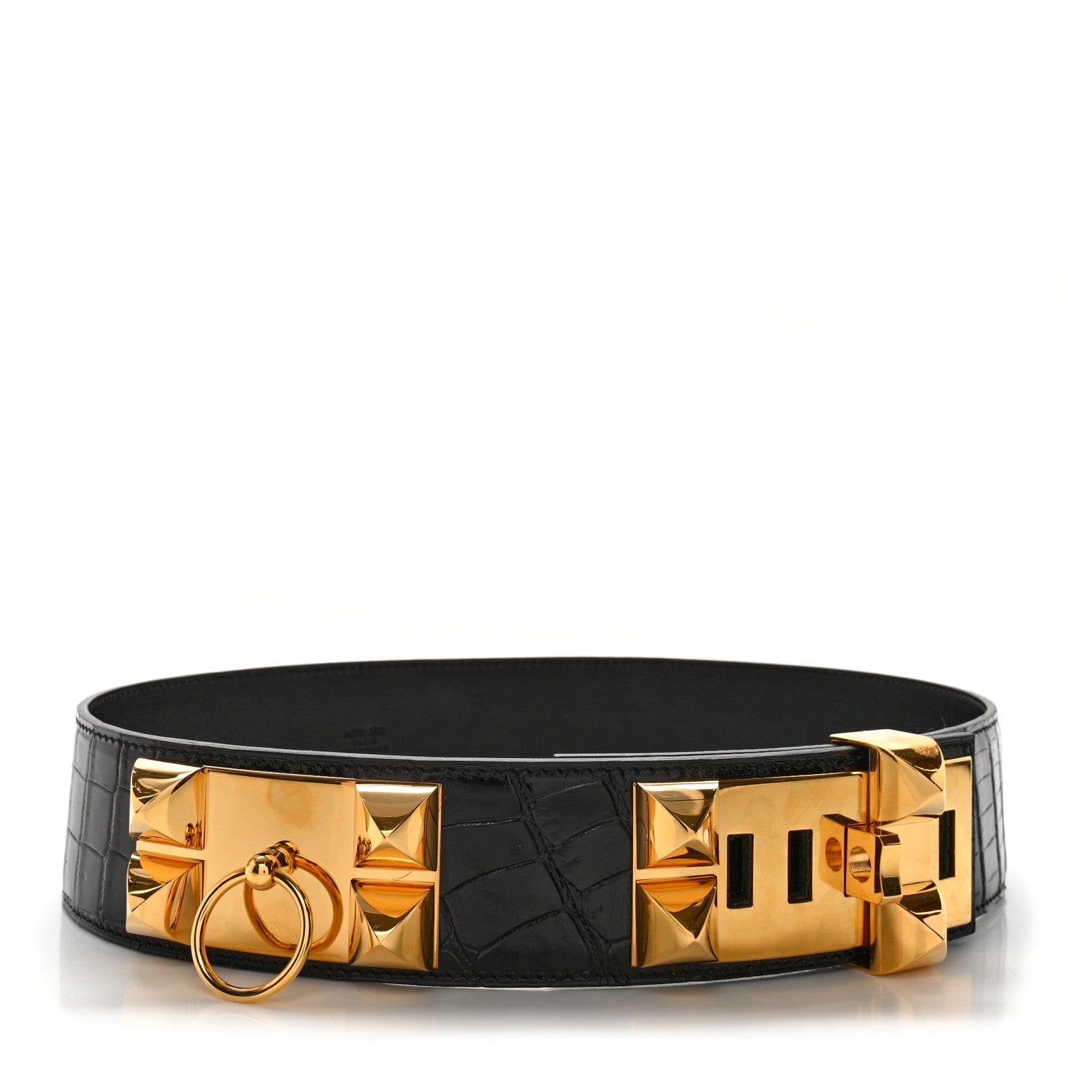 Hermes Shiny Porosus Crocodile Collier De Chien CDC Belt 70 Black 1 of 7