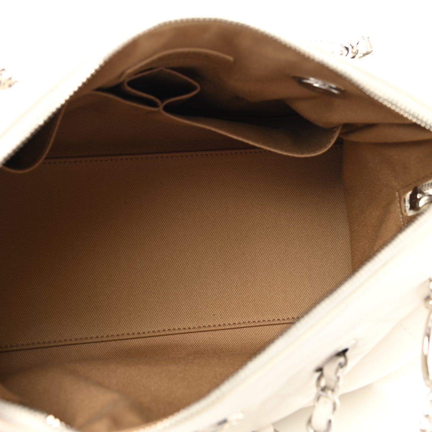 Calfskin Quilted Small CC Bowling Bag White