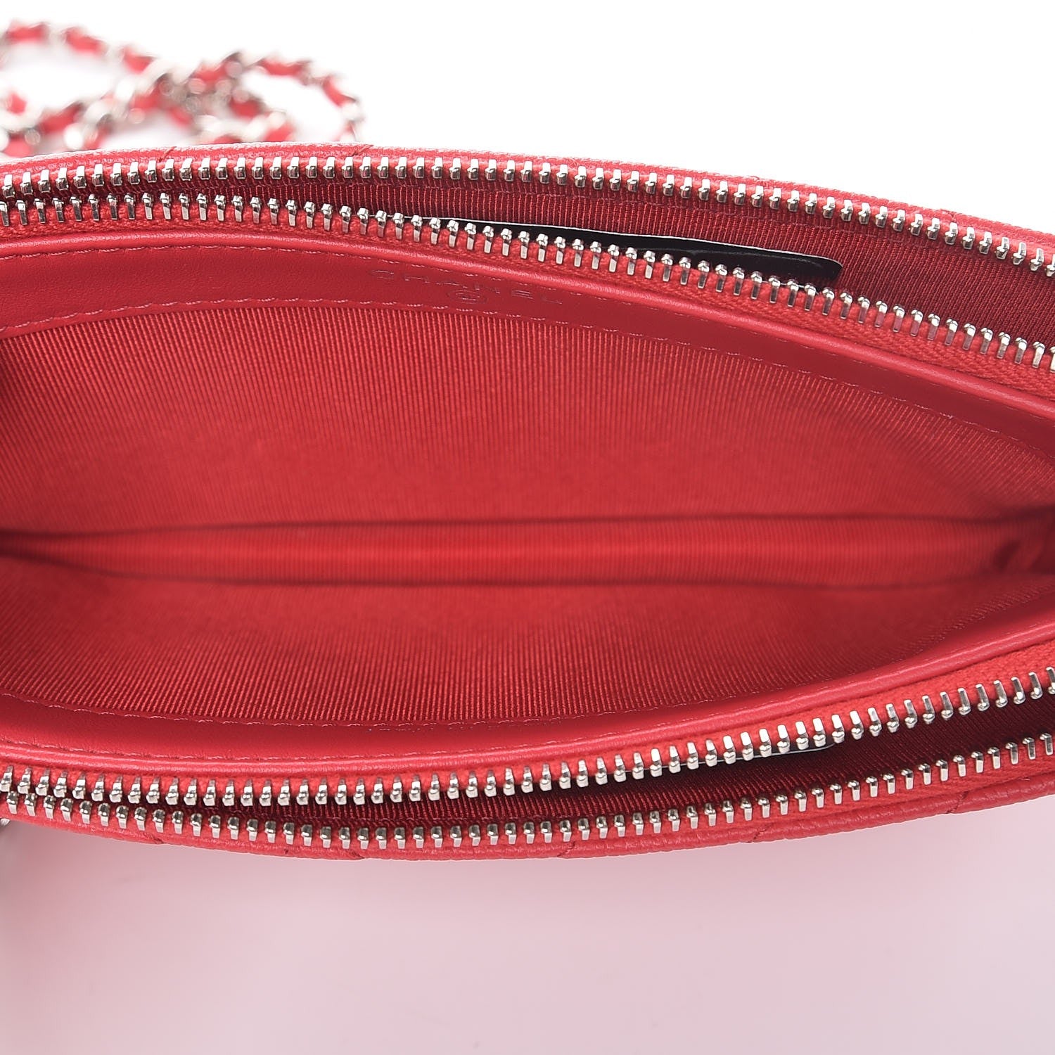 Chanel Caviar Chevron Quilted Small Clutch With Chain Light Red 10 of 12