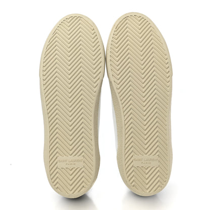 Saint Laurent Calfskin Embroidered Court Classic Sneakers 38 White Black 5 of 8