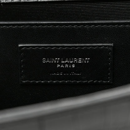 Saint Laurent Calfskin Crocodile Embossed Large Classic Monogram Kate Satchel Black 6 of 8
