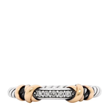 David Yurman Sterling Silver 18K Yellow Gold Diamond Petite Helena Wrap Ring 52 6 1 of 4