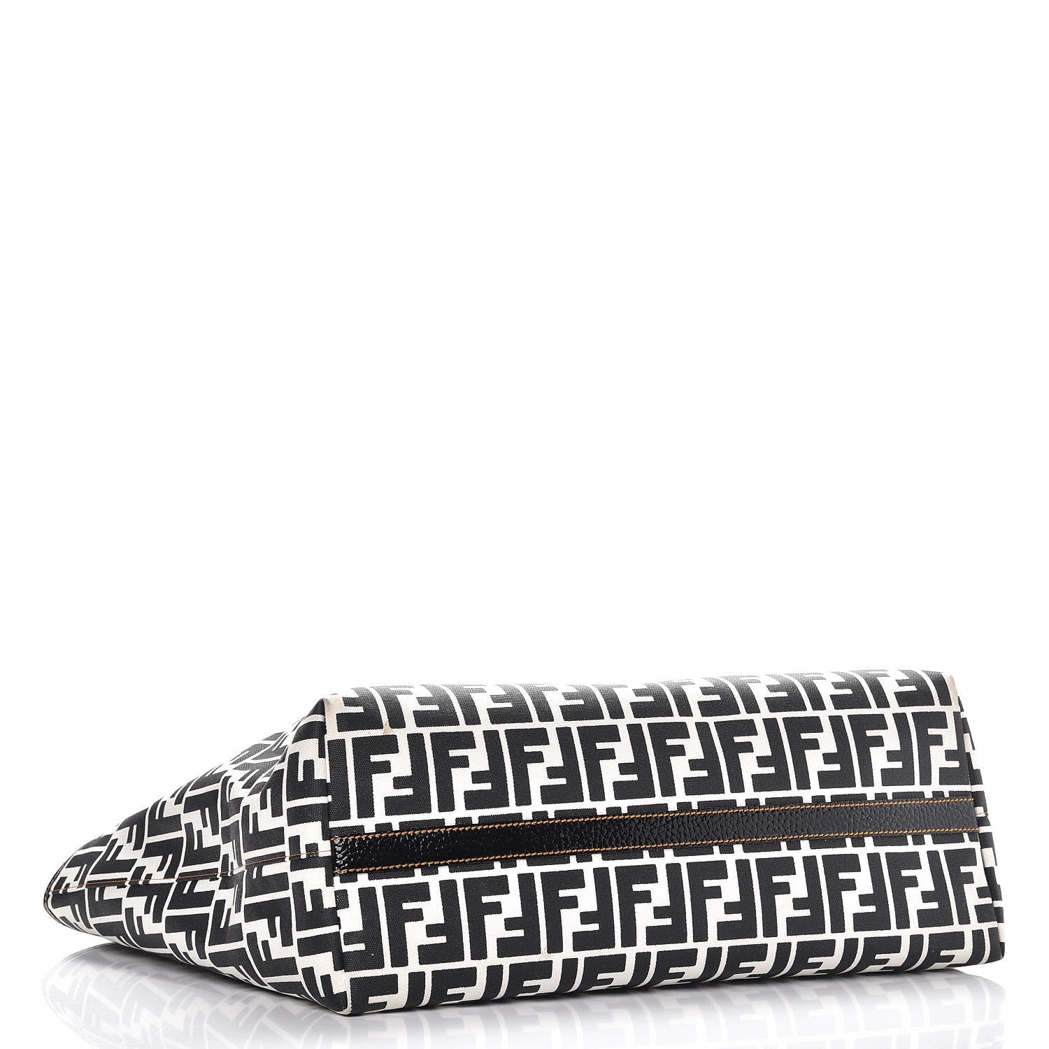 Fendi Canvas FF Large Roll Tote Black White 4 of 11