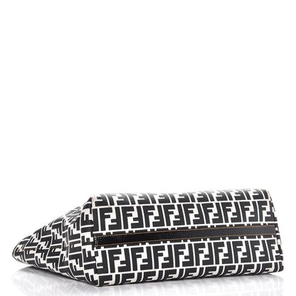 Fendi Canvas FF Large Roll Tote Black White 4 of 11
