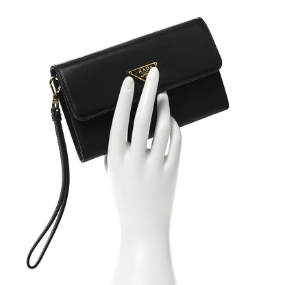Prada Tessuto Nylon Soft Calf Wristlet Wallet Black 2 of 7
