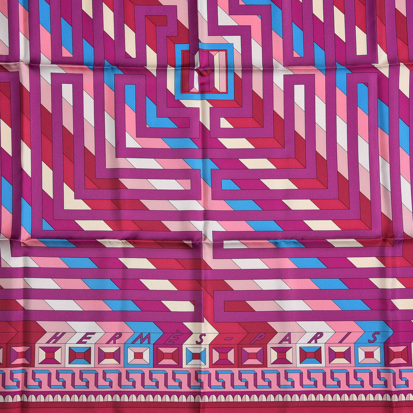 Silk Le Fil D'Ariane Scarf 90 Fuchsia Bleu Rose
