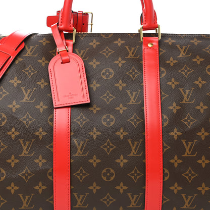 Louis Vuitton Calfskin Monogram Keepall Bandouliere 50 Coquelicot 8 of 10