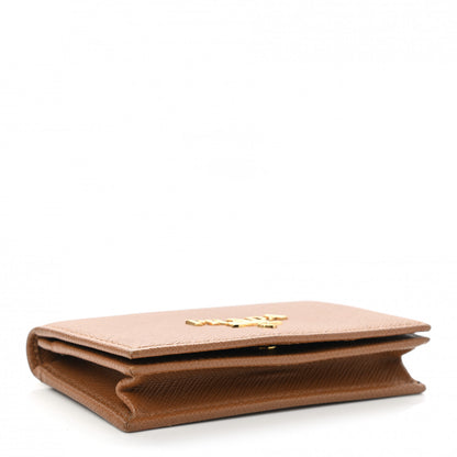 Prada Saffiano Metal Bi-Fold Card Holder Wallet Caramel 4 of 7