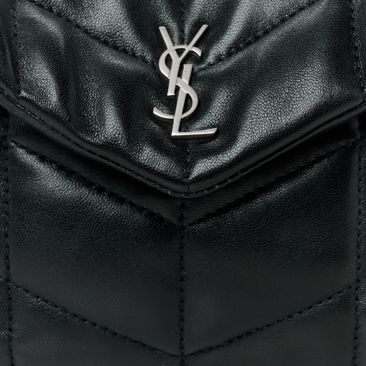 Saint Laurent Lambskin Monogram Loulou Puffer Pouch Clutch Black 8 of 8