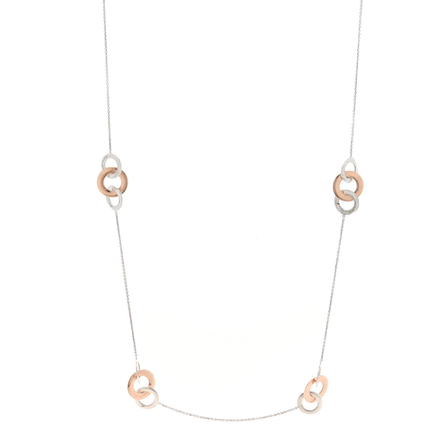 Sterling Silver Rubedo 1837 Interlocking Circles Long Necklace