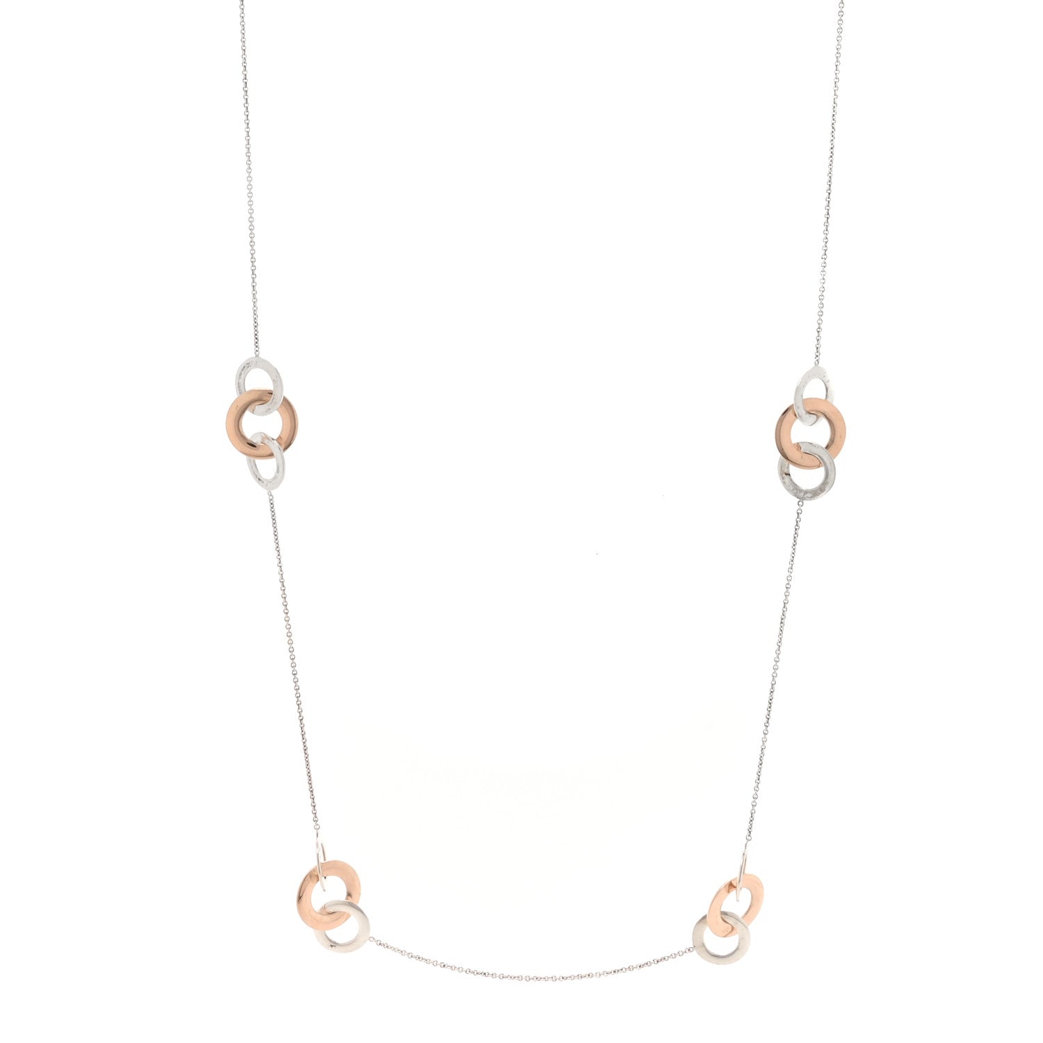 Tiffany Sterling Silver Rubedo 1837 Interlocking Circles Long Necklace 1 of 5