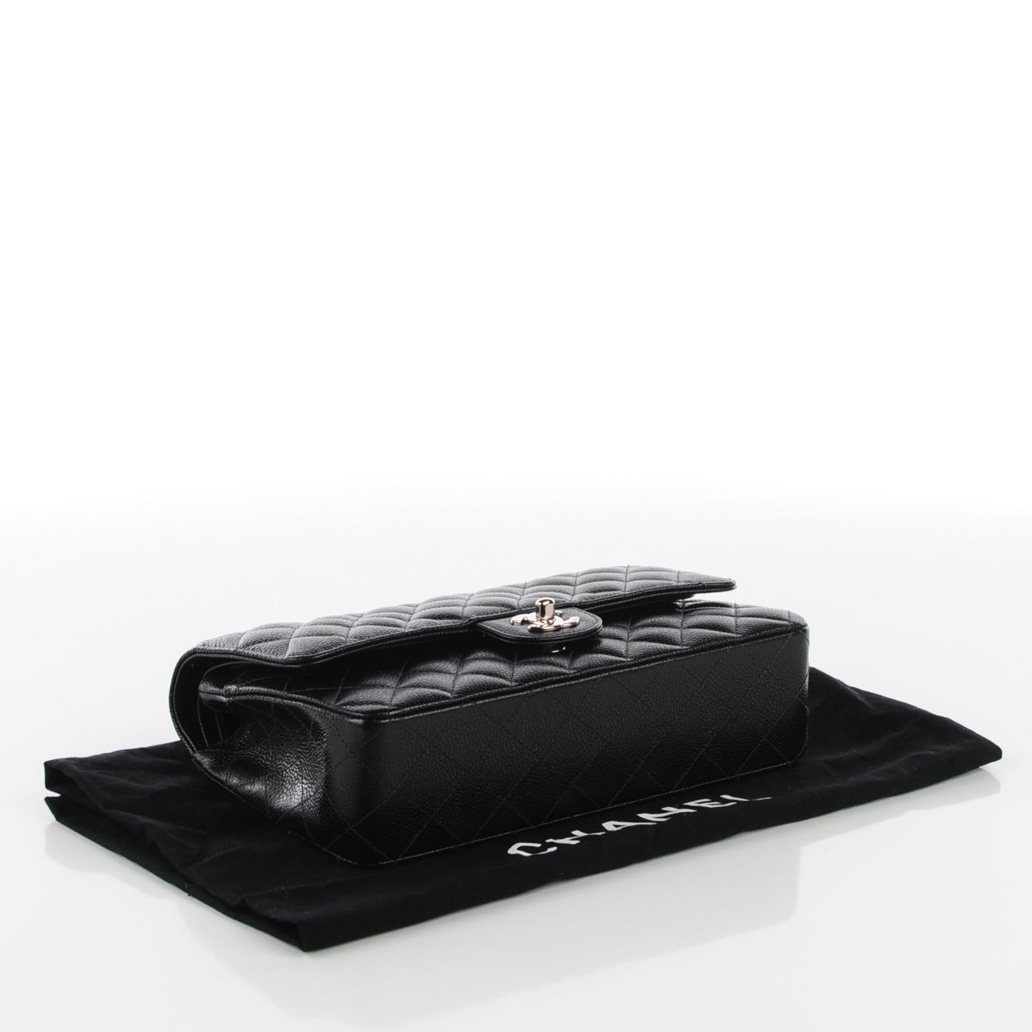 Caviar Quilted Medium Double Flap Black