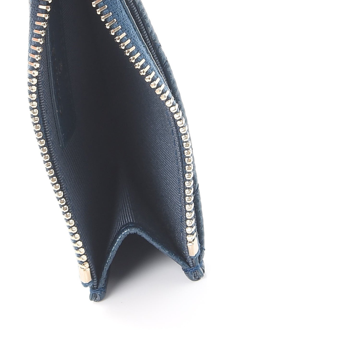 Metallic Caviar Quilted CC Zip Card Holder Dark Blue