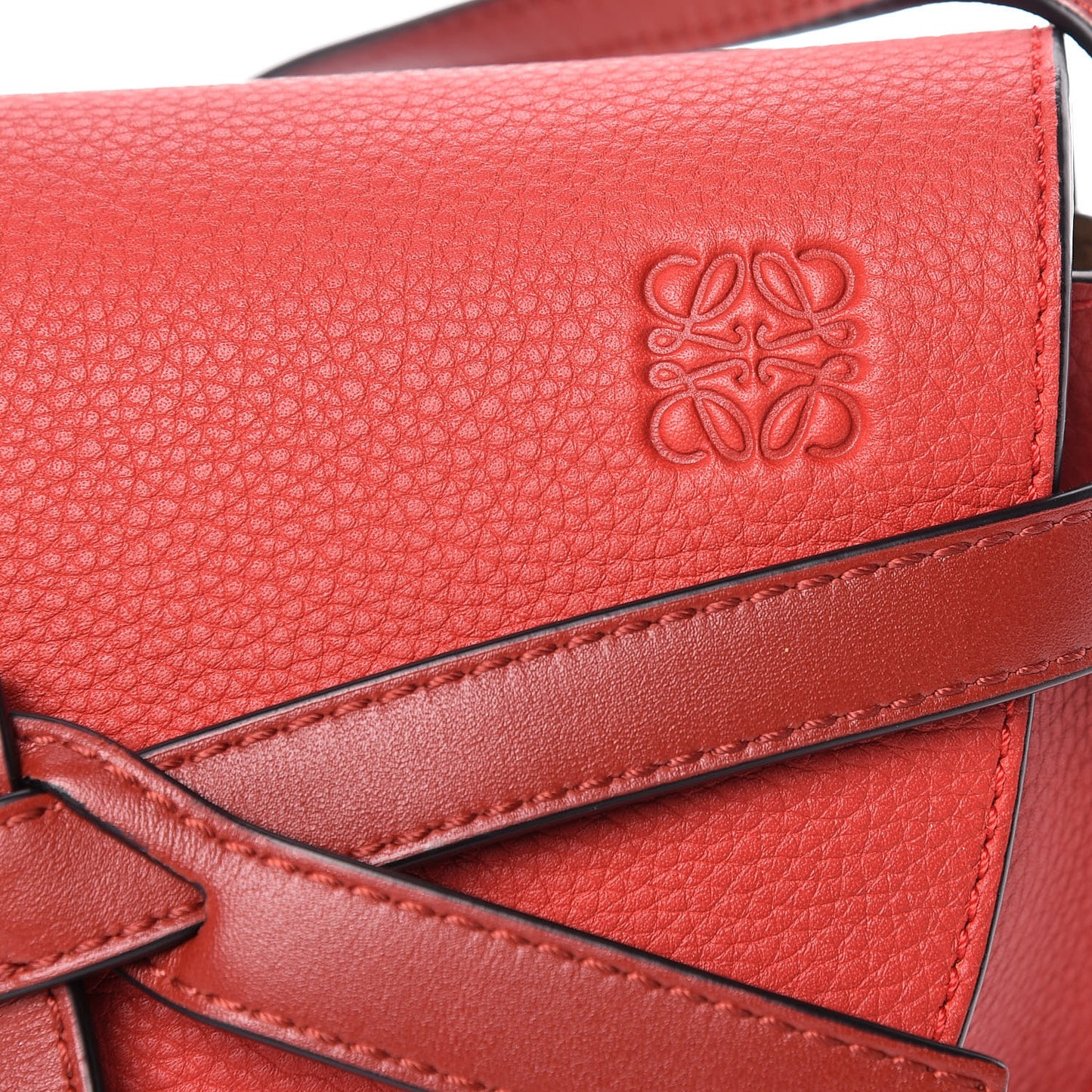 Grained Calfskin Mini Gate Crossbody Bag Scarlet Burnt Red