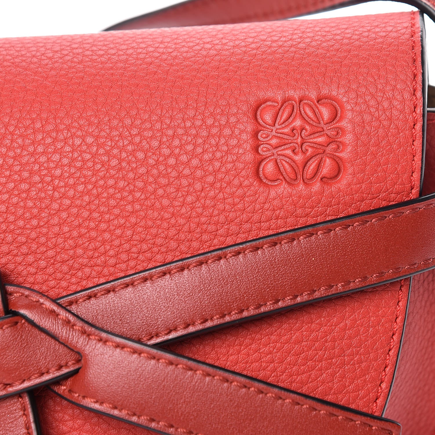 Loewe Grained Calfskin Mini Gate Crossbody Bag Scarlet Burnt Red 8 of 10