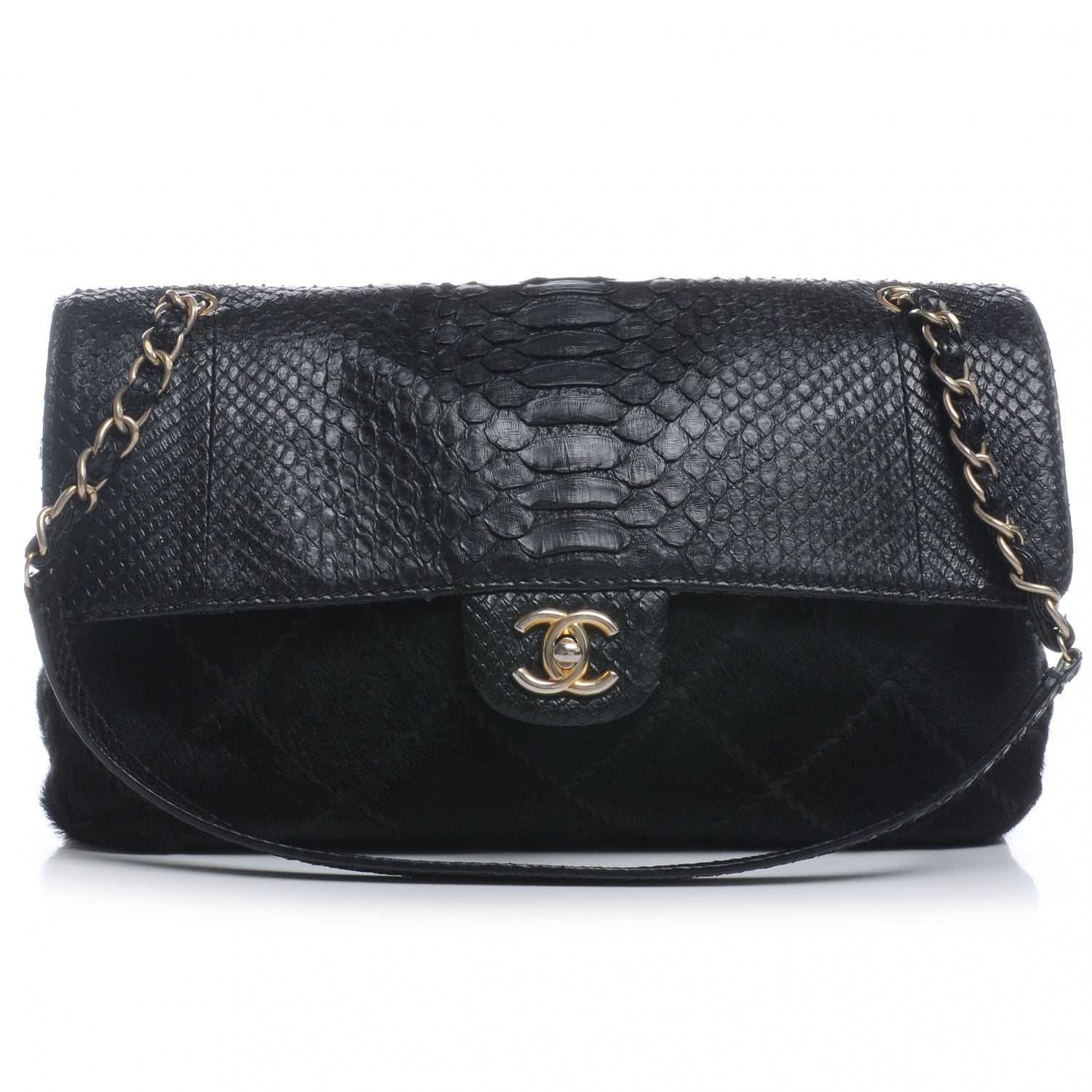 Chanel Python Pony Hair Ultimate Stitch Flap Black 1 of 8