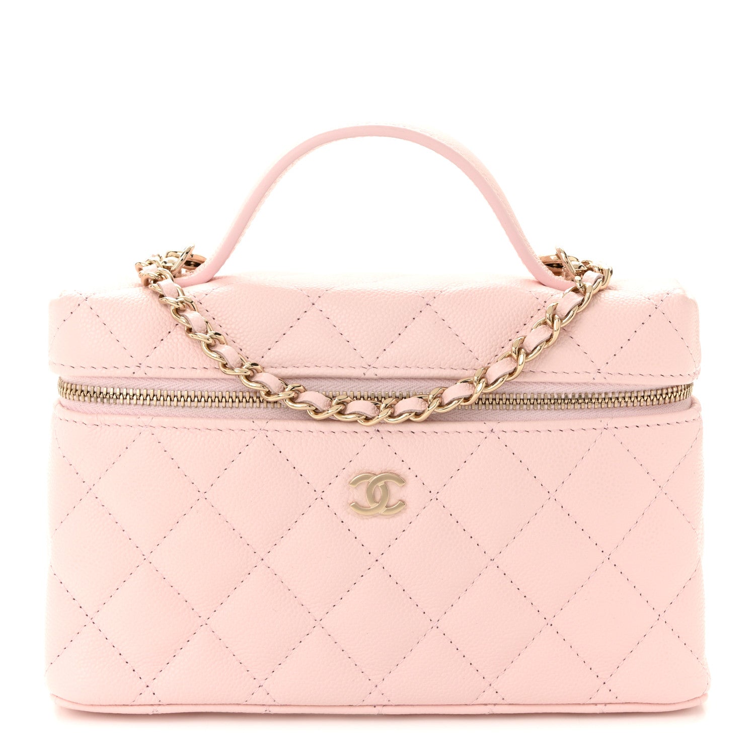 Chanel Caviar Quilted Top Handle Slim Vanity With Chain Light Pink 1 of 11