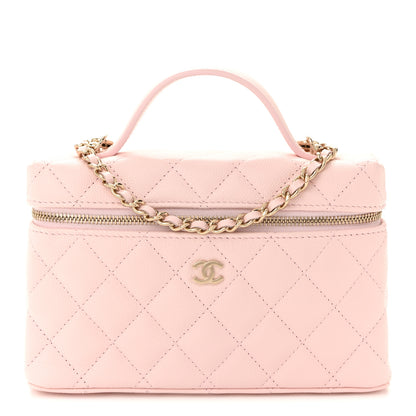 Chanel Caviar Quilted Top Handle Slim Vanity With Chain Light Pink 1 of 11