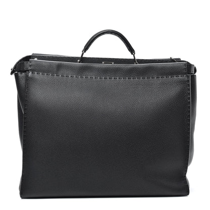Fendi Cuoio Romano Selleria Monster Eyes Inlay Large Mens Peekaboo Iconic Essential Satchel Black Sunflower 1 of 8