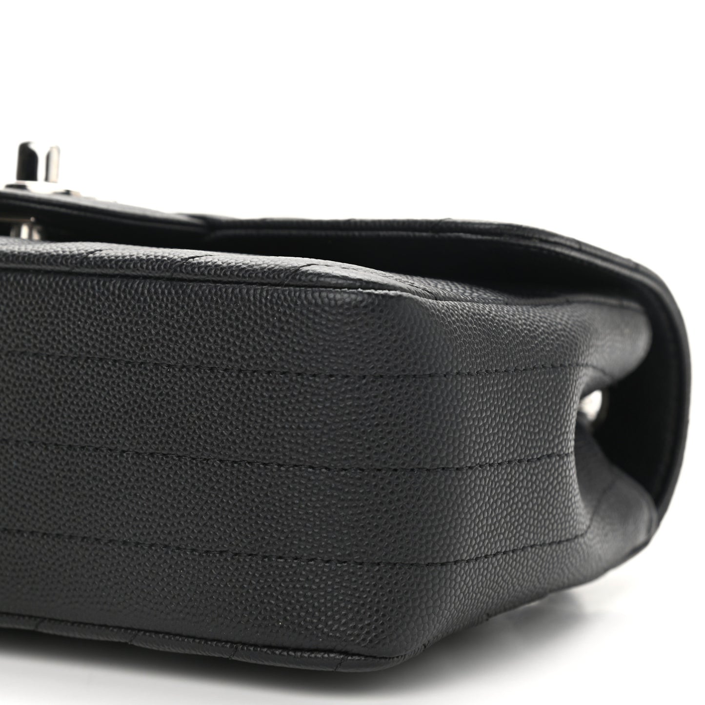 Caviar Chevron Quilted Mini Rectangular Flap Black