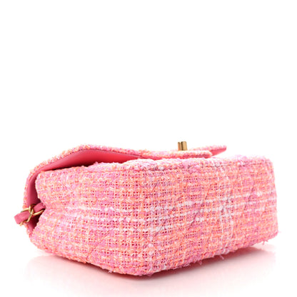 Chanel Tweed Quilted Mini Rectangular Flap Pink Orange White 4 of 10
