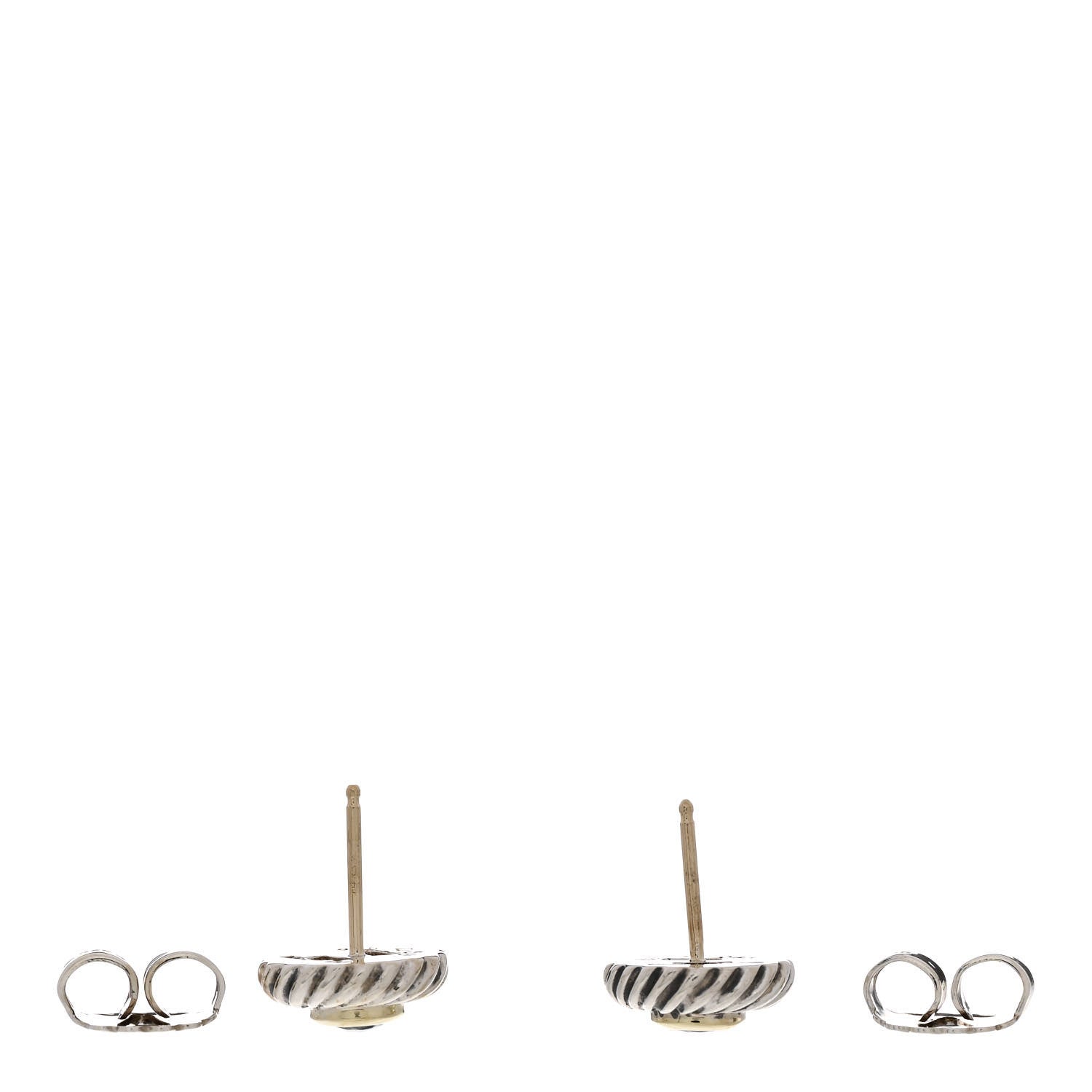 David Yurman Sterling Silver 14K Yellow Gold Blue Topaz Cookie Cable Earrings 3 of 5