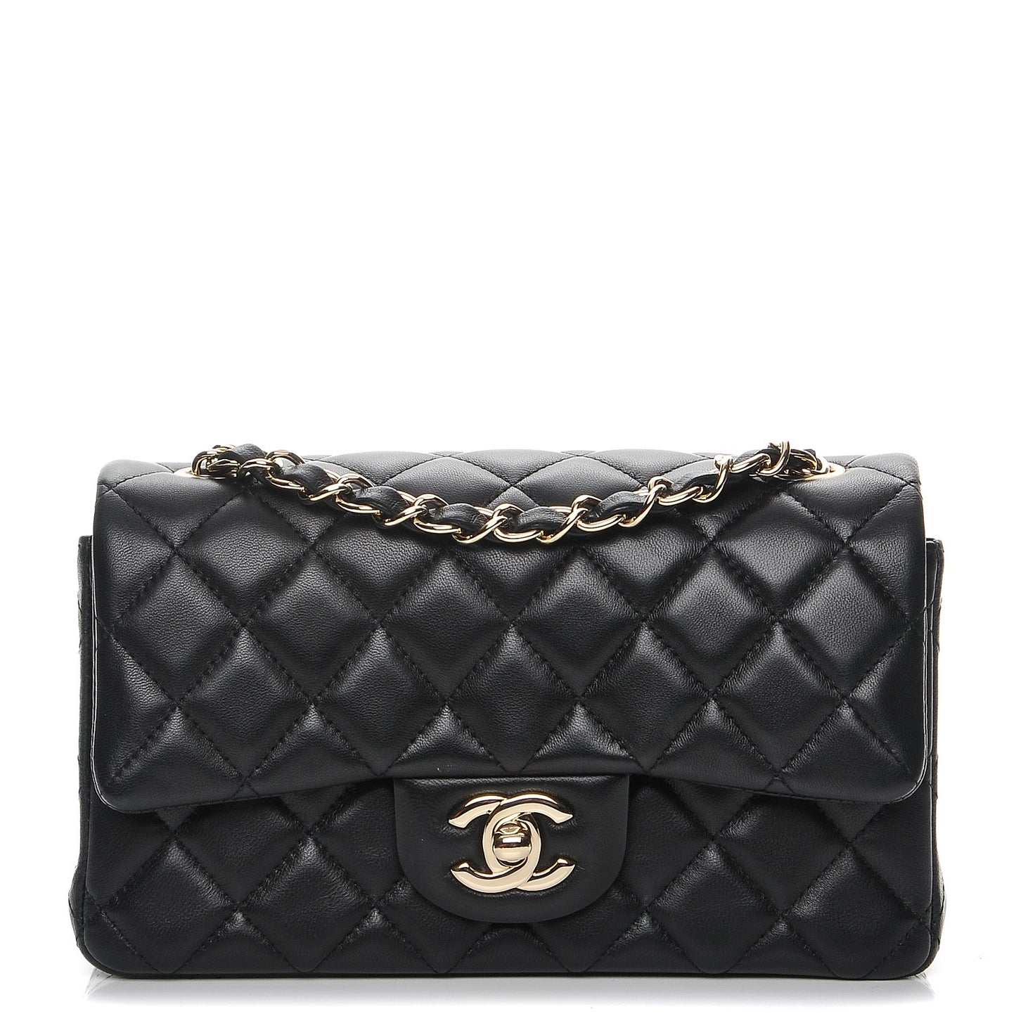Lambskin Quilted Mini Rectangular Flap Black