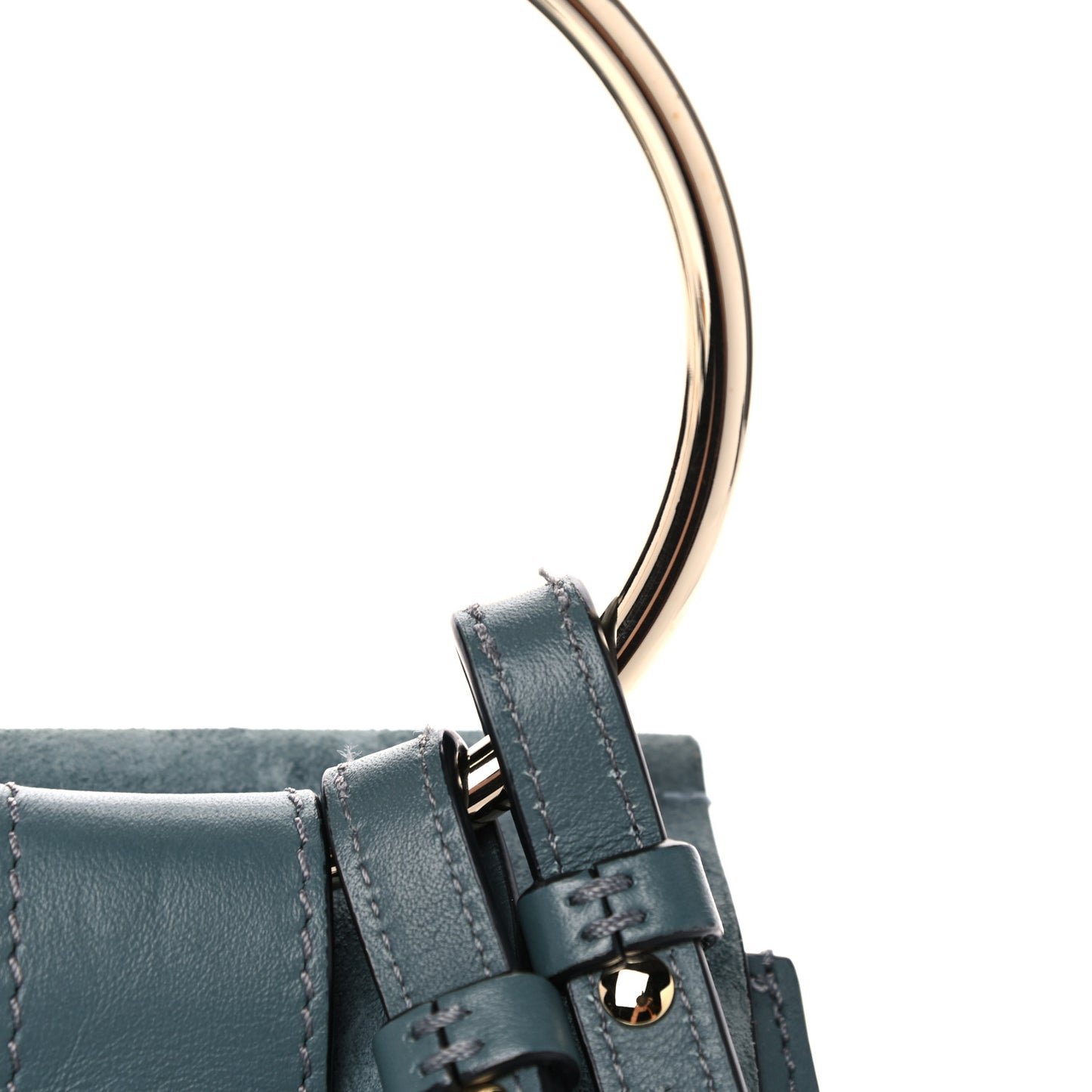 Suede Calfskin Mini Faye Bracelet Bag Cloudy Blue