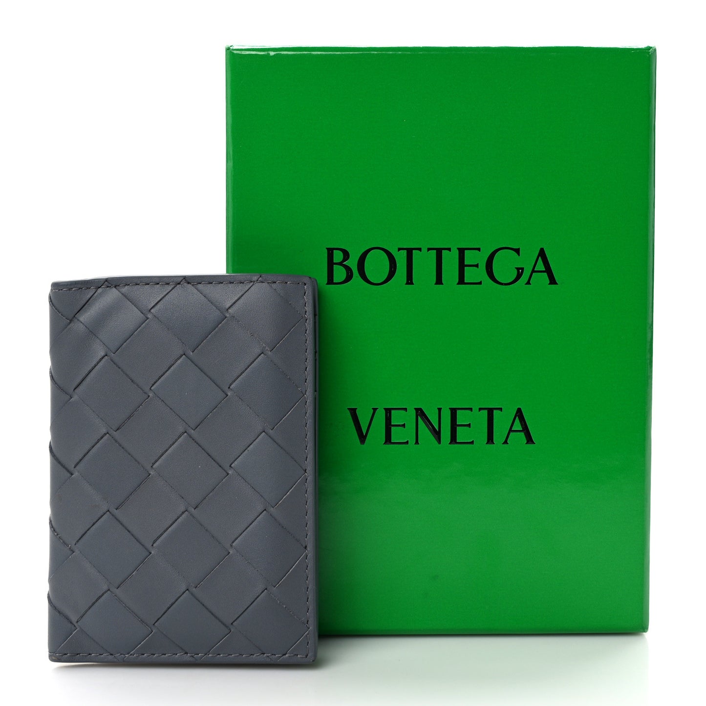 Nappa Maxi Intrecciato Bi-Fold Card Holder Thunder
