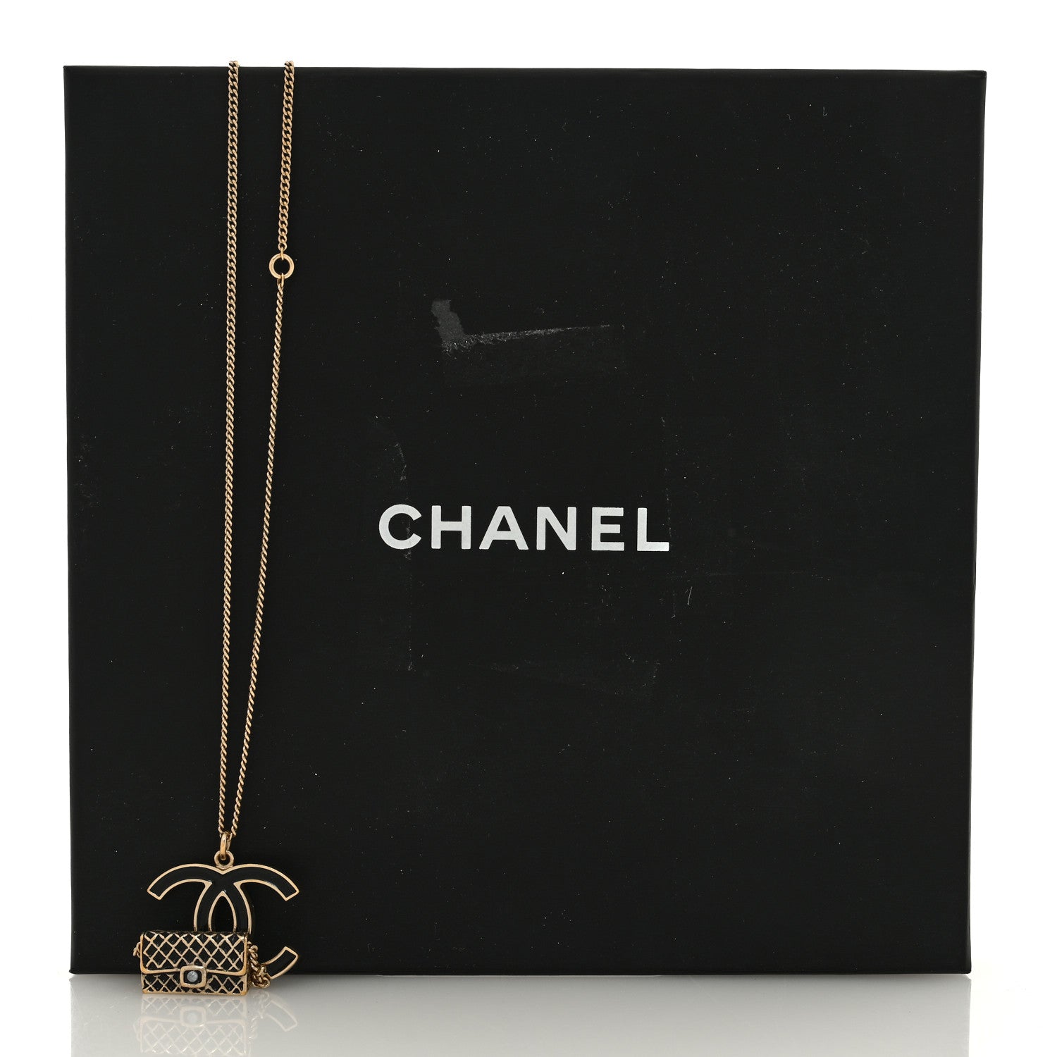 Chanel Enamel Pearl CC Flap Pedant Necklace Black 5 of 5