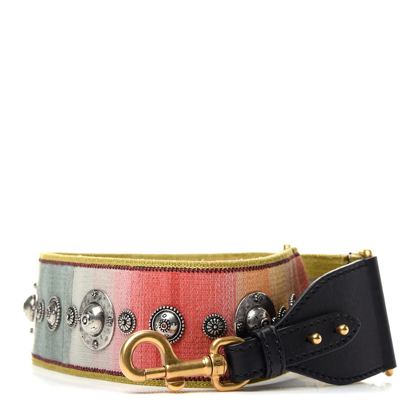 Canvas Embroidered Studded Shoulder Strap Multicolor