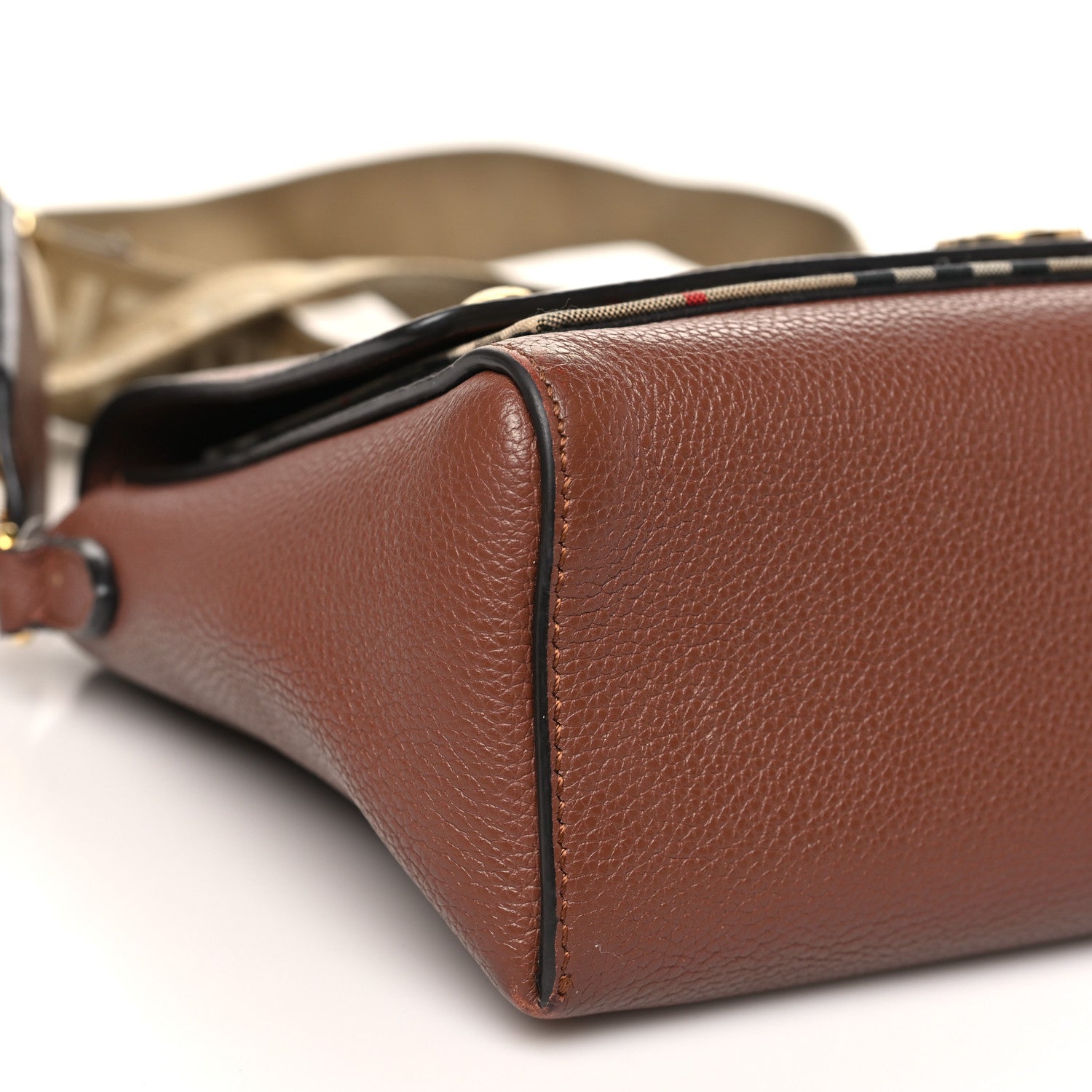 Burberry Calfskin Vintage Check Note Crossbody Bag Tan 8 of 11