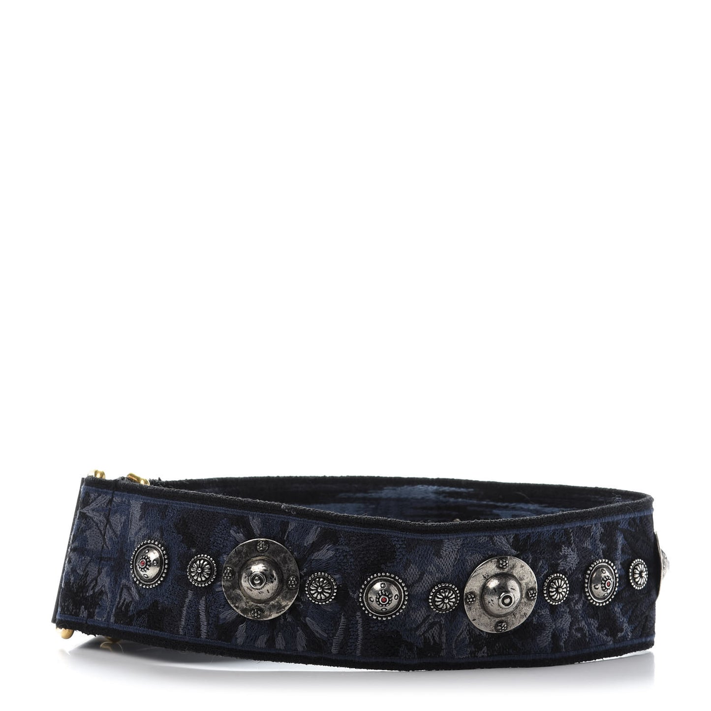 Canvas Embroidered Studded KaleiDiorscopic Adjustable Shoulder Strap Blue