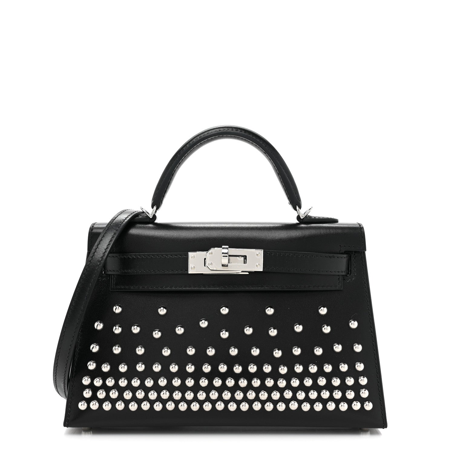 Hermes Box Studded Clouté Mini Kelly Sellier 20 Black 1 of 9