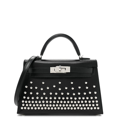 Hermes Box Studded Clouté Mini Kelly Sellier 20 Black 1 of 9