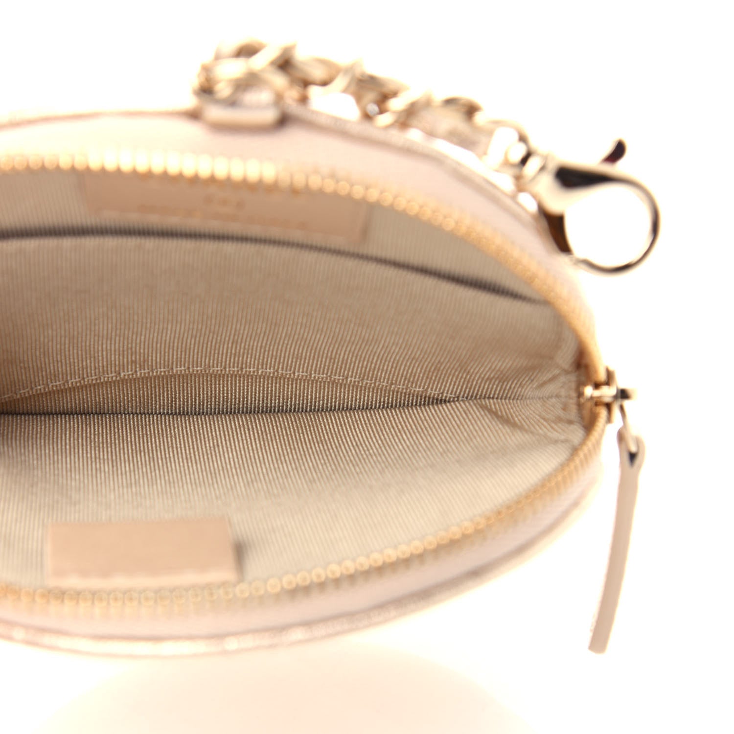 Chanel Metallic Lambskin Quilted Round Clip On Coin Purse Gold 5 of 8
