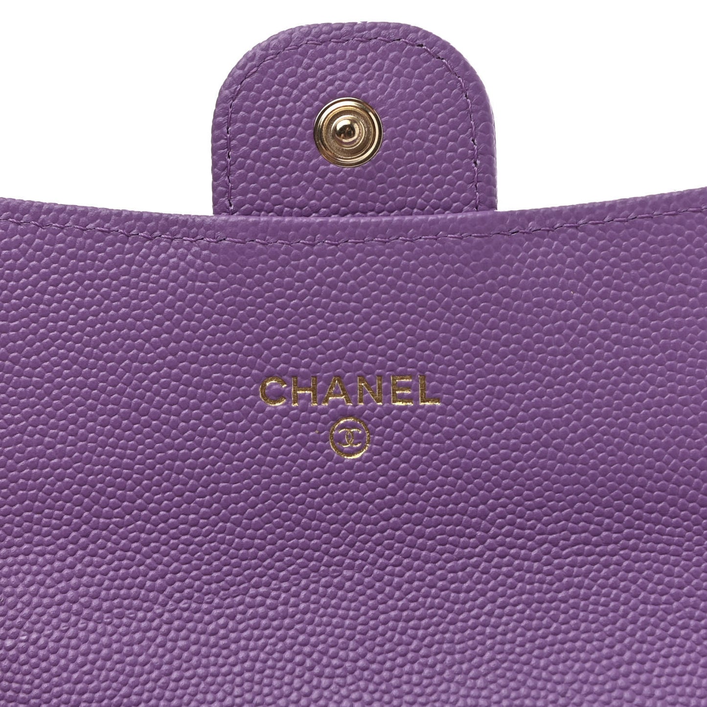 Caviar Quilted Medium Gusset Flap Wallet Purple