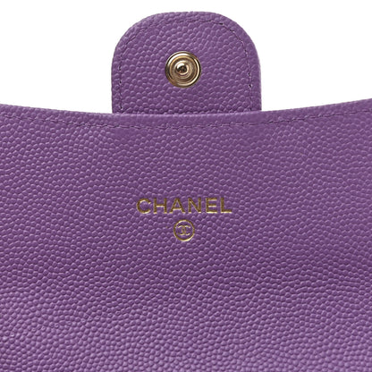 Chanel Caviar Quilted Medium Gusset Flap Wallet Purple 6 of 9