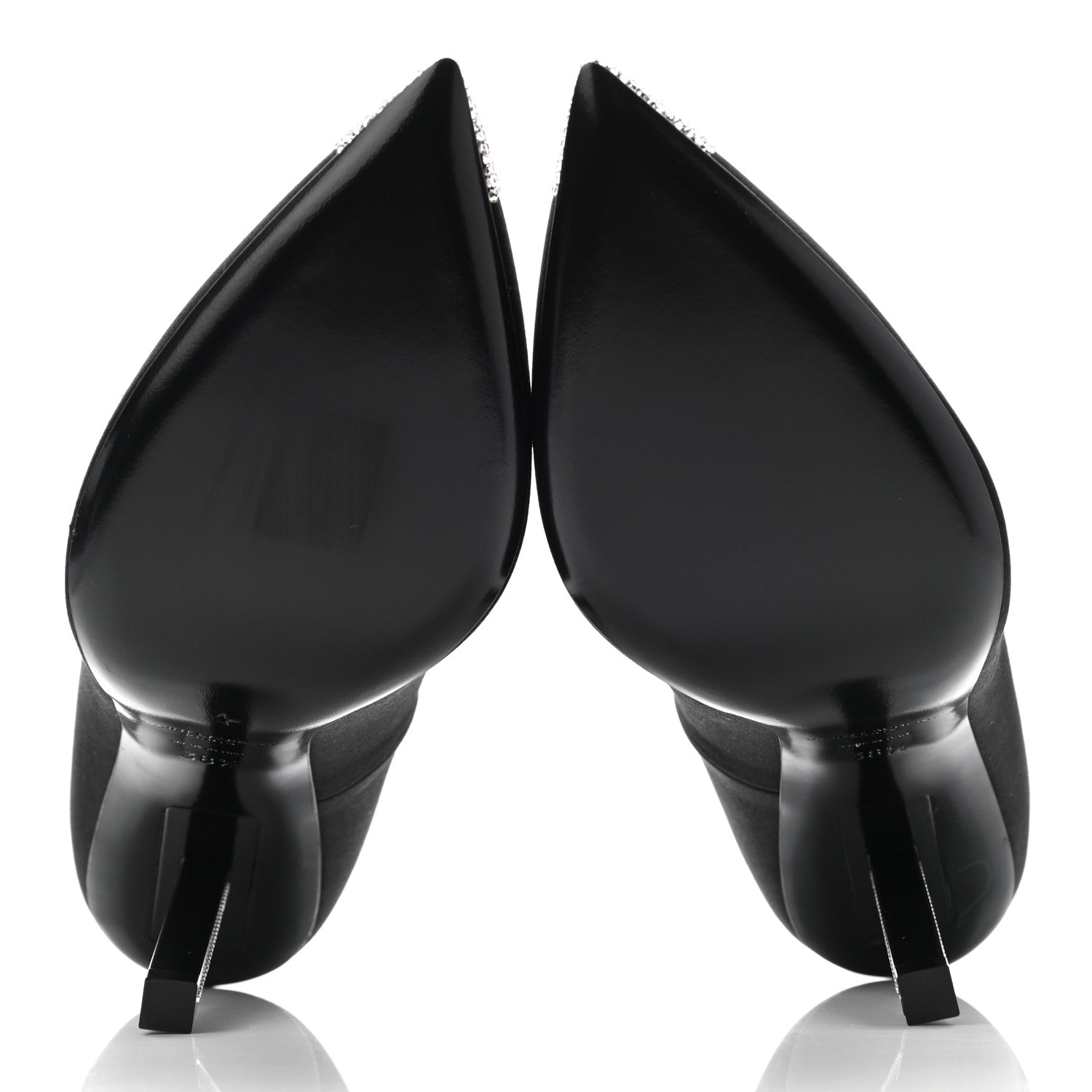 Saint Laurent Satin Crystal Embellished Tower 110 Pump 38.5 Black 5 of 8