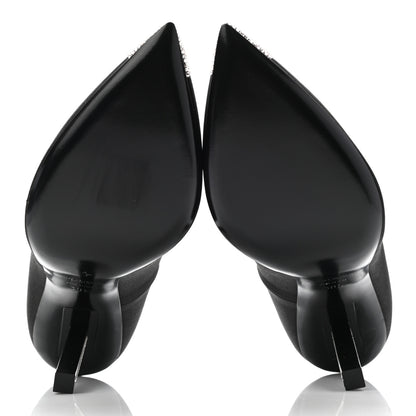 Saint Laurent Satin Crystal Embellished Tower 110 Pump 38.5 Black 5 of 8