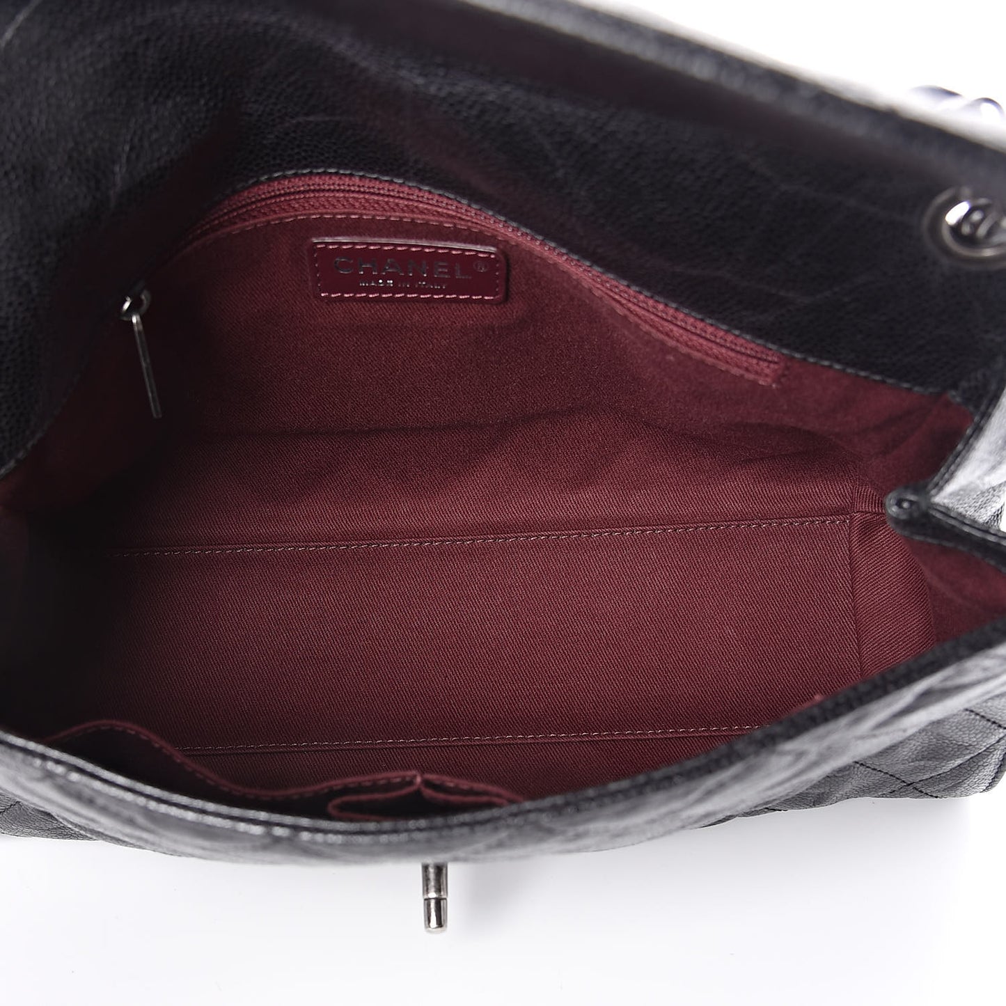 Crumpled Grained Calfskin Jumbo CC Crave Flap Black