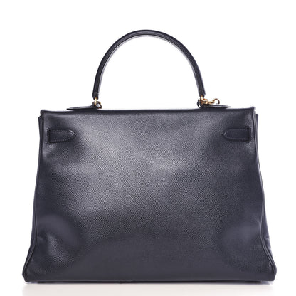 Hermes Courchevel Kelly Retourne 35 Bleu Marine 5 of 44