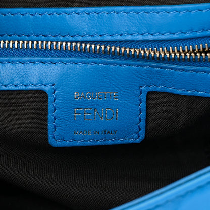 Fendi Nappa FF 1974 Embossed Baguette Blue Royal 6 of 15