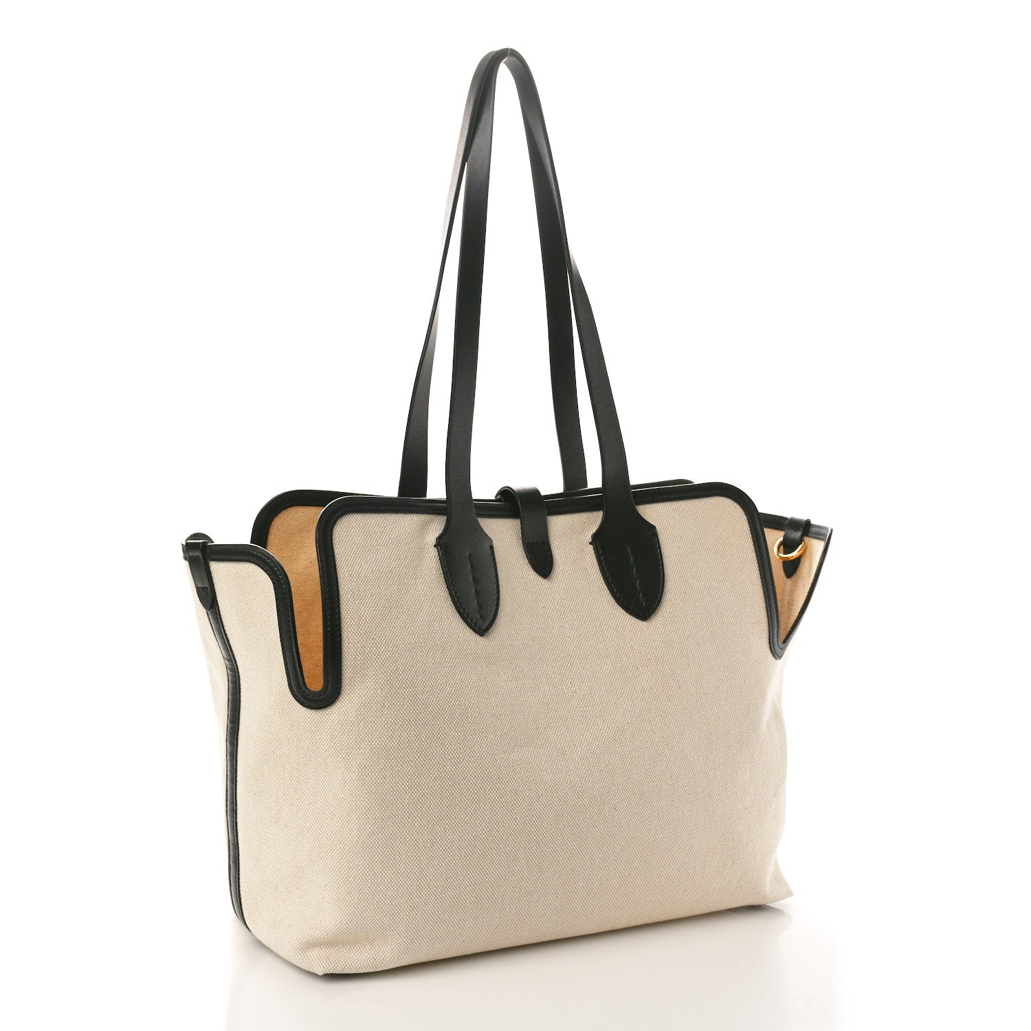 Burberry Cotton Soft Canvas Calfskin Medium Belt Tote Natural Black 4 of 10