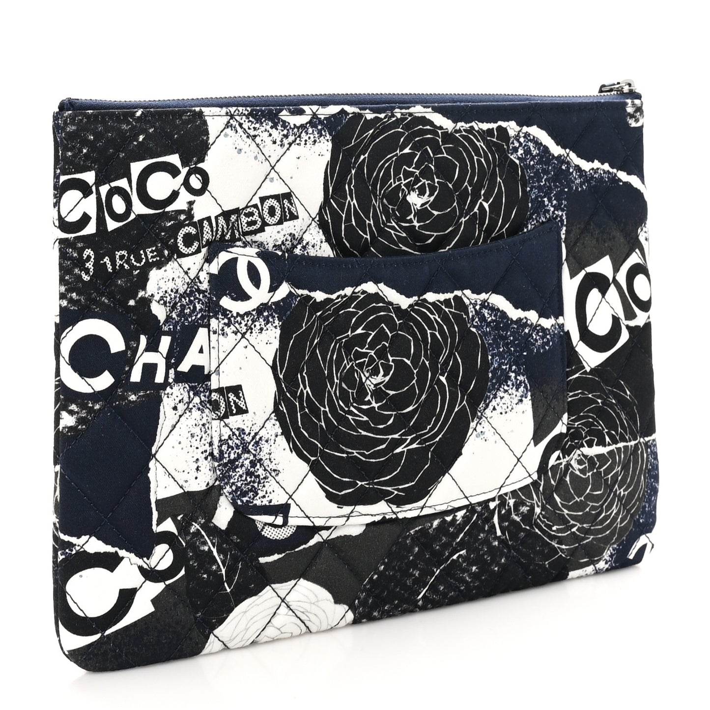 Jersey Quilted Graffiti Large Reissue Cosmetic Case Black White