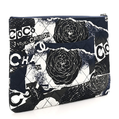 Chanel Jersey Quilted Graffiti Large Reissue Cosmetic Case Black White 3 of 8