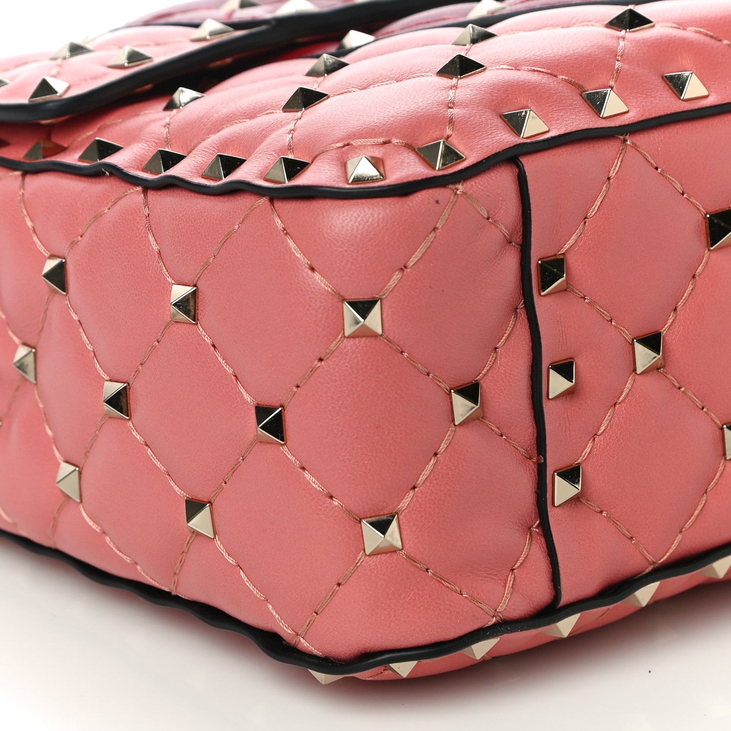 Valentino Garavani Nappa Quilted Heart Medium Rockstud Spike Shoulder Bag Paradise Rose Red 7 of 8